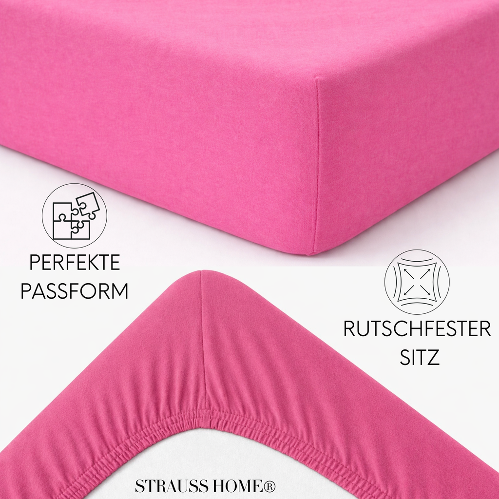 Jersey Spannbettlaken 90–200 cm – 100% Baumwolle, OEKO-TEX, viele Farben & Größen · Strauss Home
