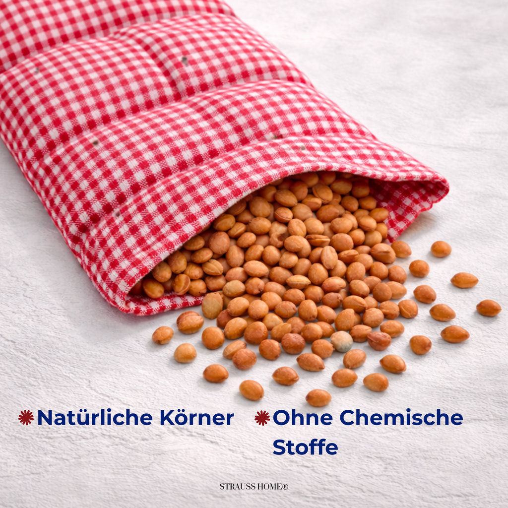 Kirschkernkissen Wärmekissen 50x20cm für Nacken und Schulter – Mikrowellengeeignet aus Baumwollstoff