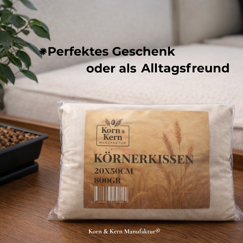 Korn&Kern Manufaktur® Körnerkissen Wärmetherapie 20x50cm – Mikrowellen Wärmekissen mit natürlichem Füllmaterial für Wärme- & Kältetherapie, abnehmbarer Bezug, ideal gegen Koliken, Nacken- & Schulterverspannungen