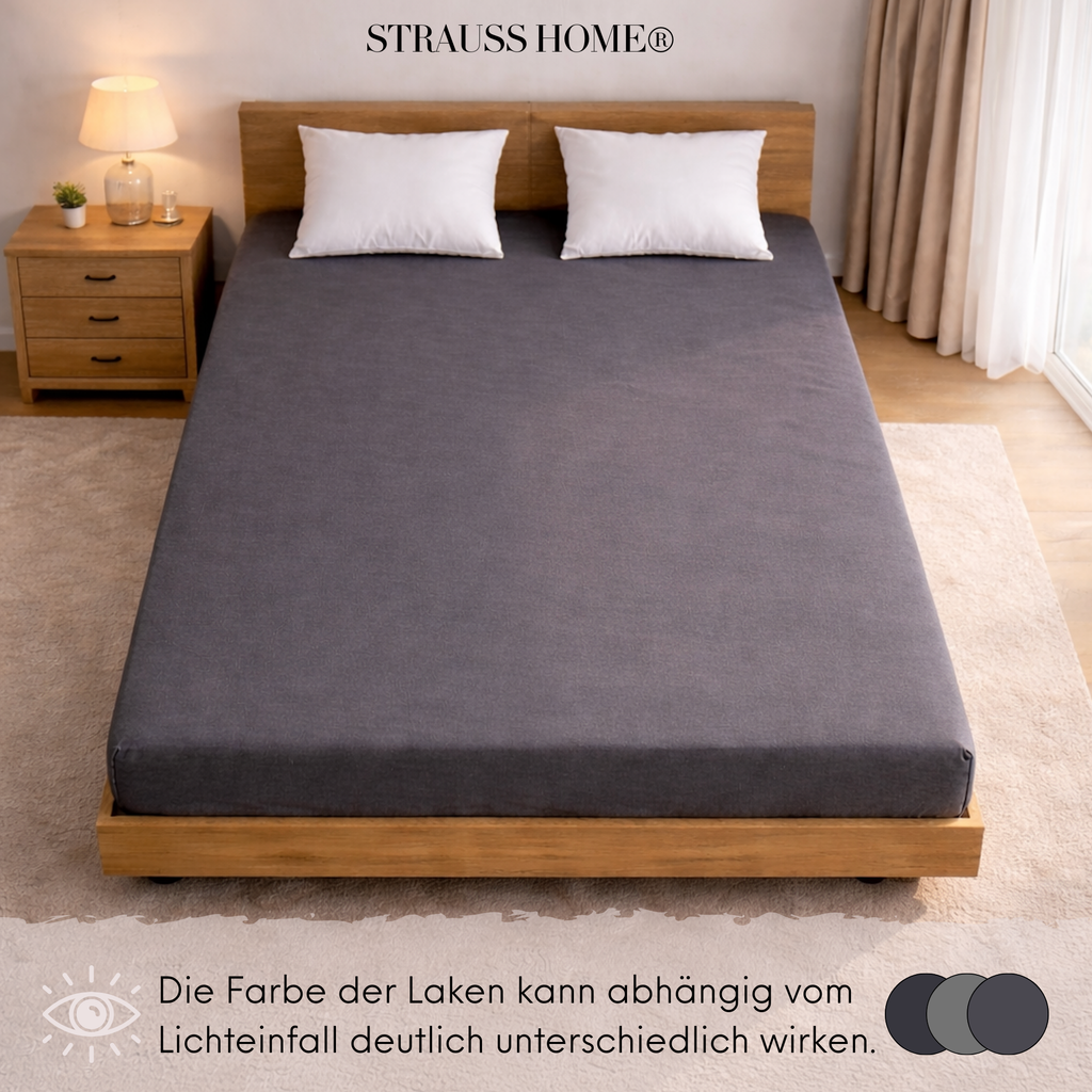 Jersey Spannbettlaken 90–200 cm – 100% Baumwolle, OEKO-TEX, viele Farben & Größen · Strauss Home