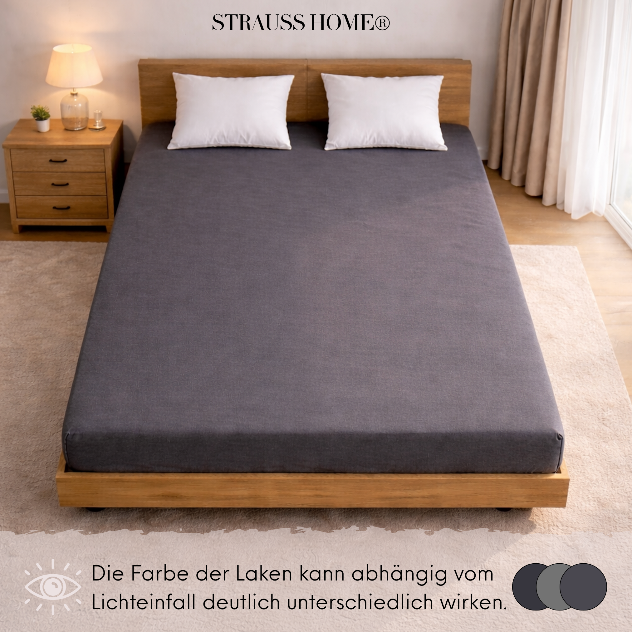 Jersey Spannbettlaken 90–200 cm – 100% Baumwolle, OEKO-TEX, viele Farben & Größen · Strauss Home
