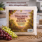 Strauss Home® Traubenkernkissen groß – mikrowellengeeignetes Wärmekissen – gegen Verspannungen von Nacken und Schultern oder Koliken – natürliche Traubenkerne – abnehmbarer, waschbarer Bezug – 20x50cm