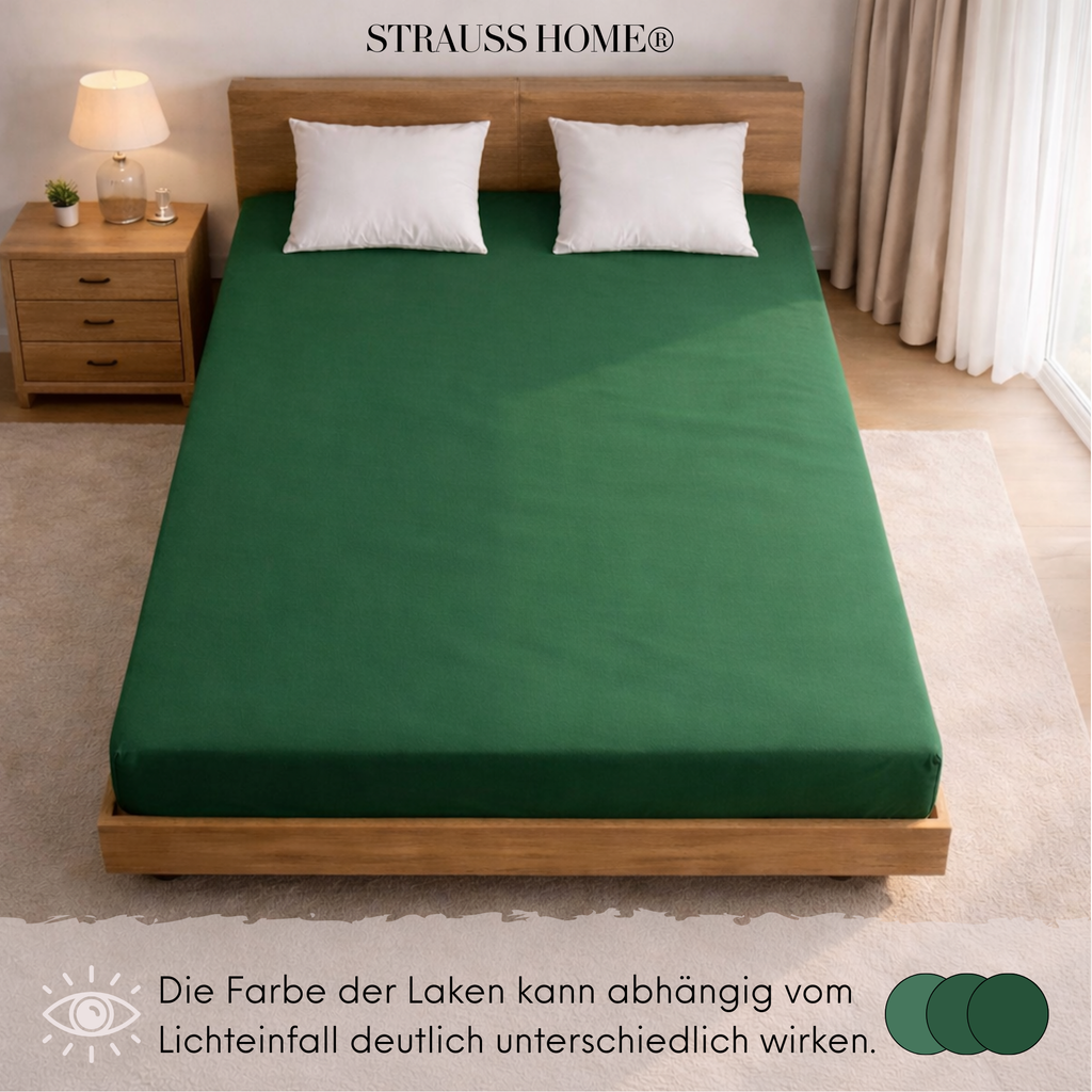 Jersey Spannbettlaken 90–200 cm – 100% Baumwolle, OEKO-TEX, viele Farben & Größen · Strauss Home