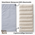 STRAUSS HOME® X KORN & KERN Manufaktur® Körnerkissen XXL 1200gr 8 Kammern – 50×20 cm Premium Wärmekissen für Nacken, Rücken & Schultern – Mikrowellenkissen als Kirschkernkissen-Alternative