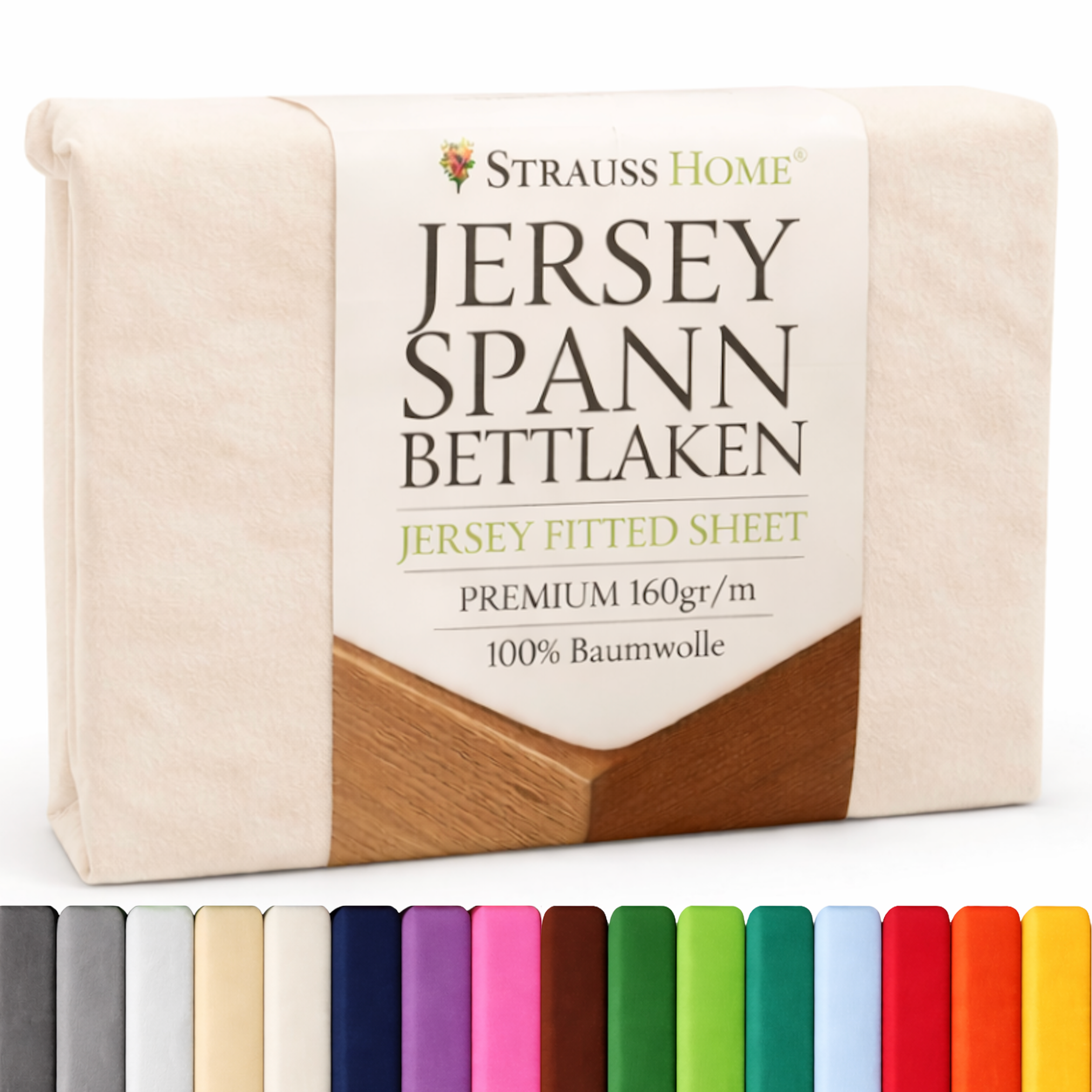 Jersey Spannbettlaken 90–200 cm – 100% Baumwolle, OEKO-TEX, viele Farben & Größen · Strauss Home