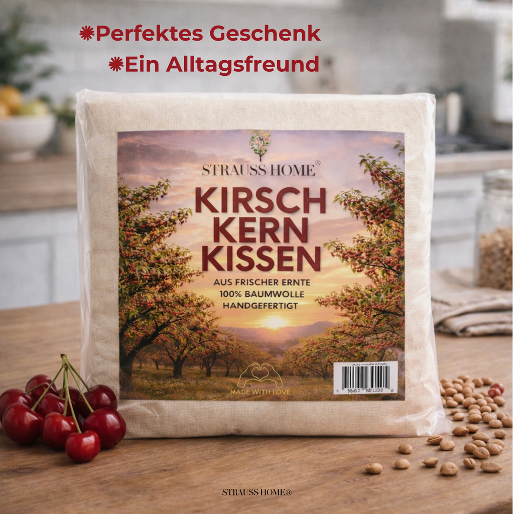 Kirschkernkissen mit Bezug – abnehmbarer Baumwollbezug