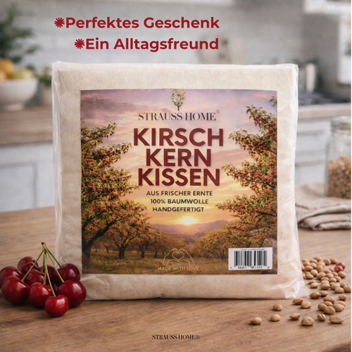 Kirschkernkissen mit Bezug 20x50cm – Mikrowellengeeignetes Wärmekissen für Nackenverspannungen und Koliken – Abnehmbarer, waschbarer Bezug