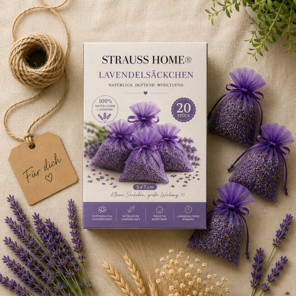 Lavendelsäckchen 20er Pack – Duftkissen 5×7 cm mit natürlichem Lavendel · Strauss Home