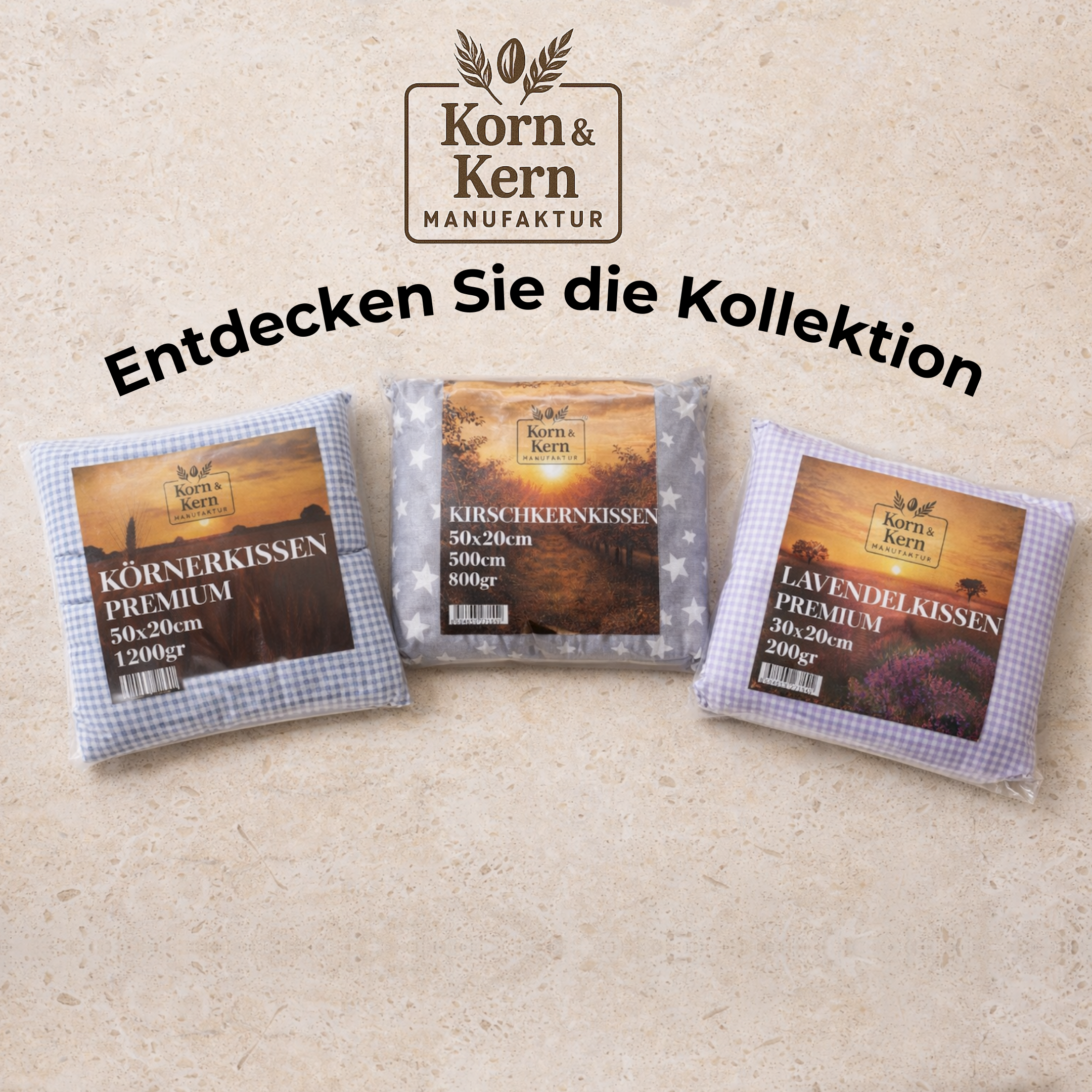 STRAUSS HOME® X KORN & KERN Manufaktur® Körnerkissen XXL 1200gr 8 Kammern – 50×20 cm Premium Wärmekissen für Nacken, Rücken & Schultern – Mikrowellenkissen als Kirschkernkissen-Alternative