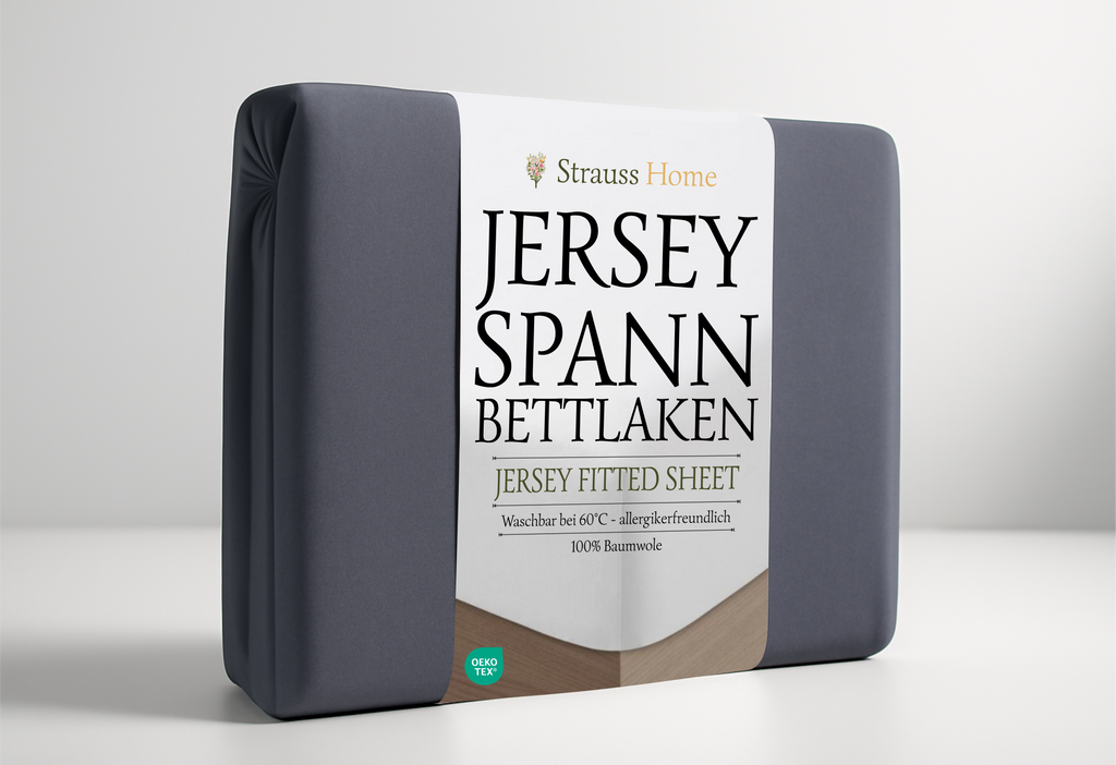 Jersey Spannbettlaken Anthrazit Einzelbett – Strauss Home