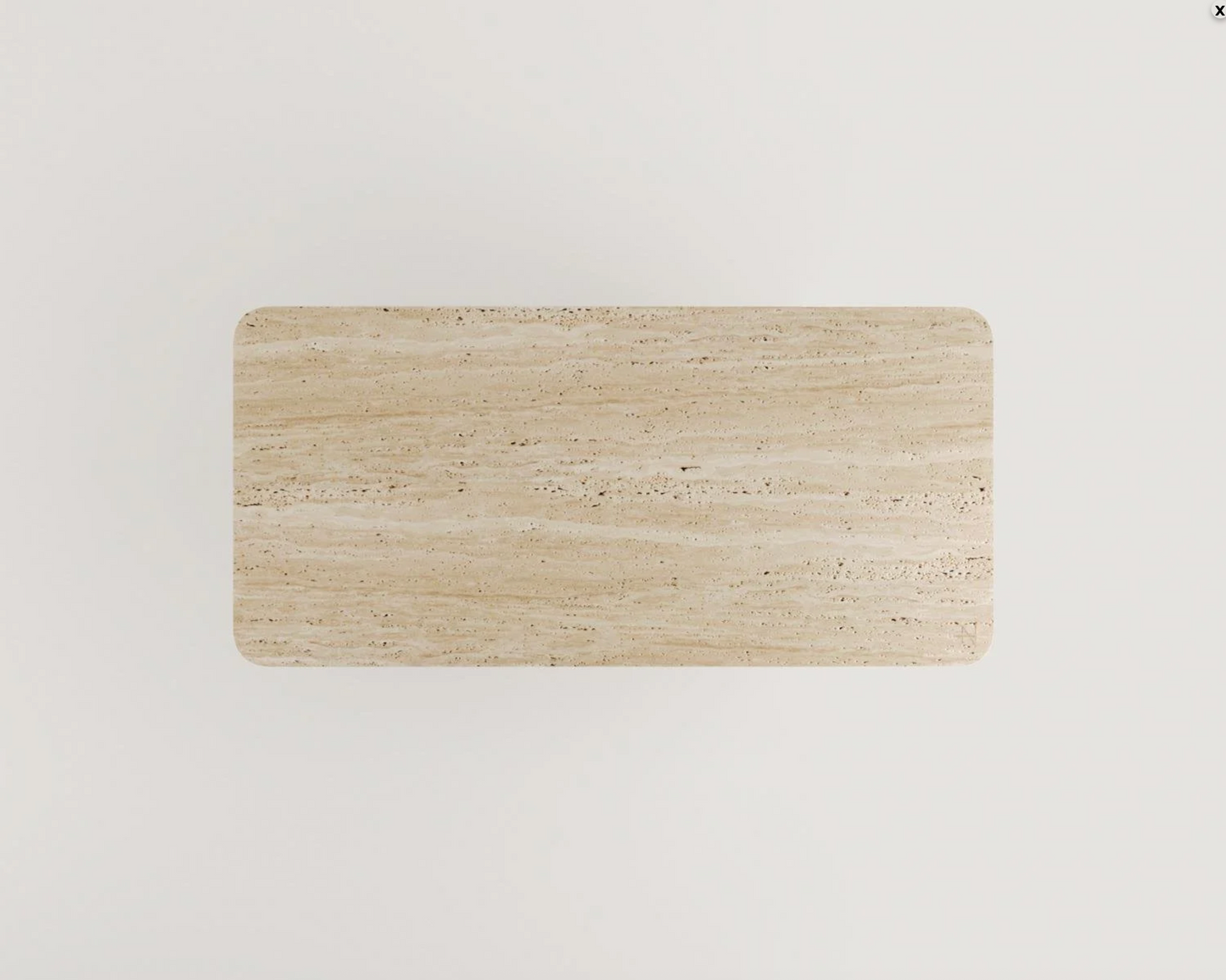 Luise Travertin Esstisch – Handgefertigter Natursteintisch mit runder Doppelsäulenbasis – 190 × 90 cm