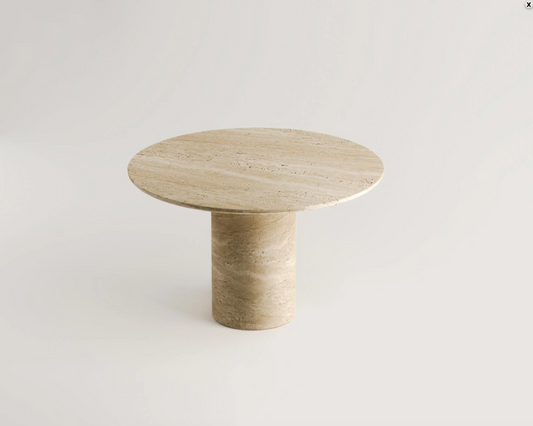 Donna Travertin Esstisch – Rund 115 cm – Massiver Naturstein