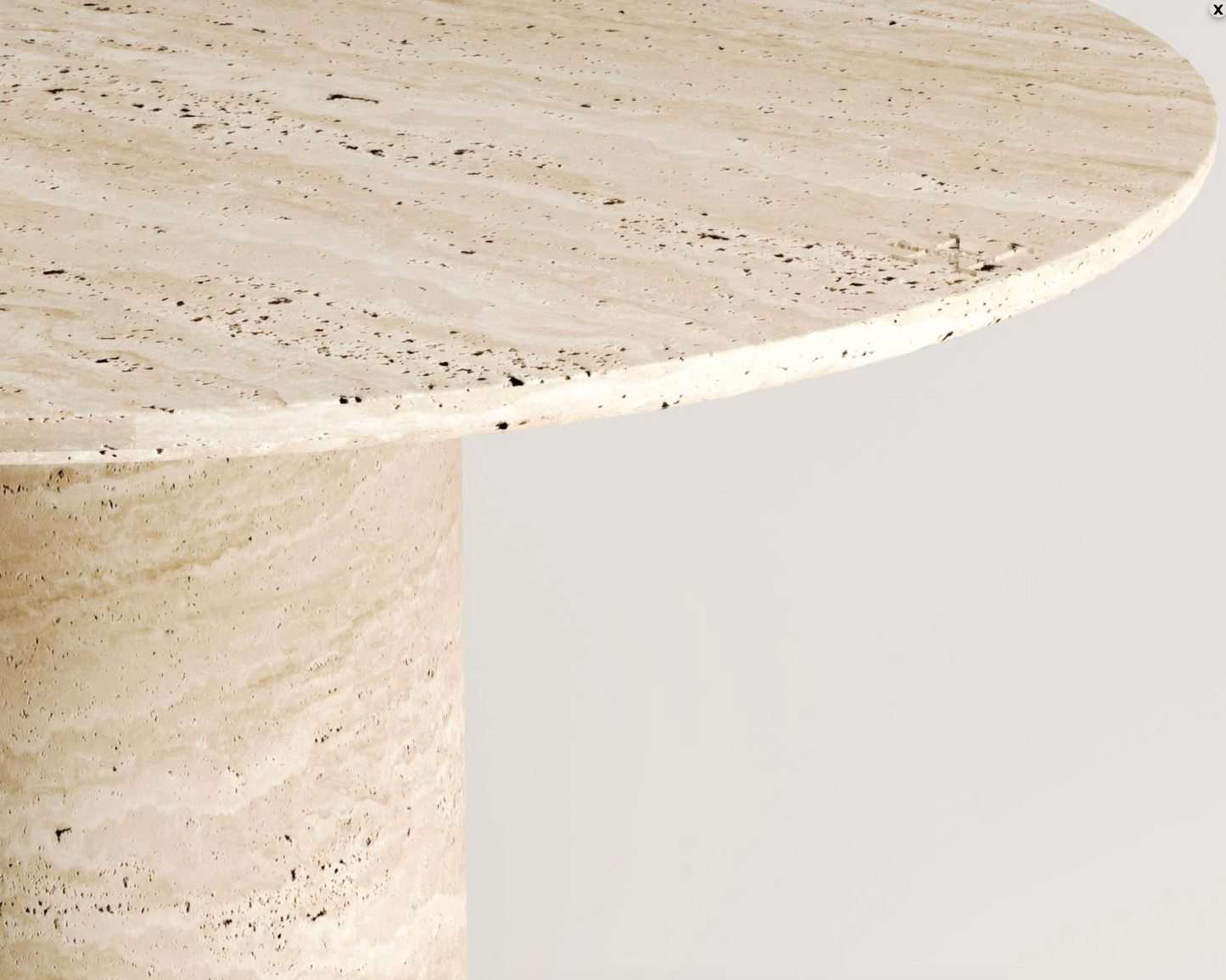 Donna Travertin Esstisch – Rund 115 cm – Massiver Naturstein