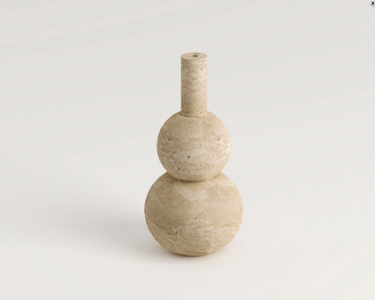 LOIS Travertin-Vase – 25 cm Höhe – Handgefertigtes Unikat aus echtem Naturstein