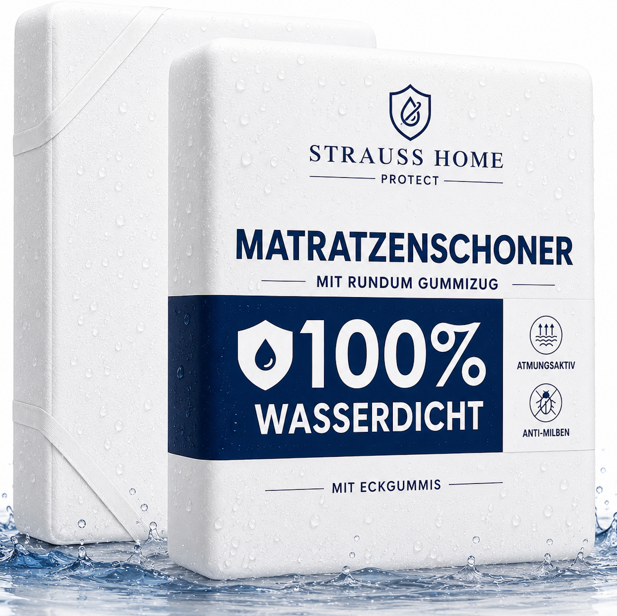 Strauss Home Matratzenschoner Wasserdicht – Baumwolle mit Eckgummis, Atmungsaktiv, Waschbar, Nässeschutz, Milbenschutz & Allergikerfreundlich