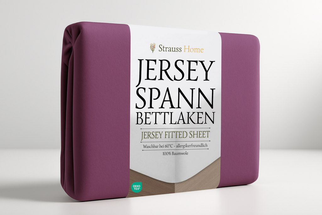 Jersey Spannbettlaken Pflaume Doppelbett – Strauss Home