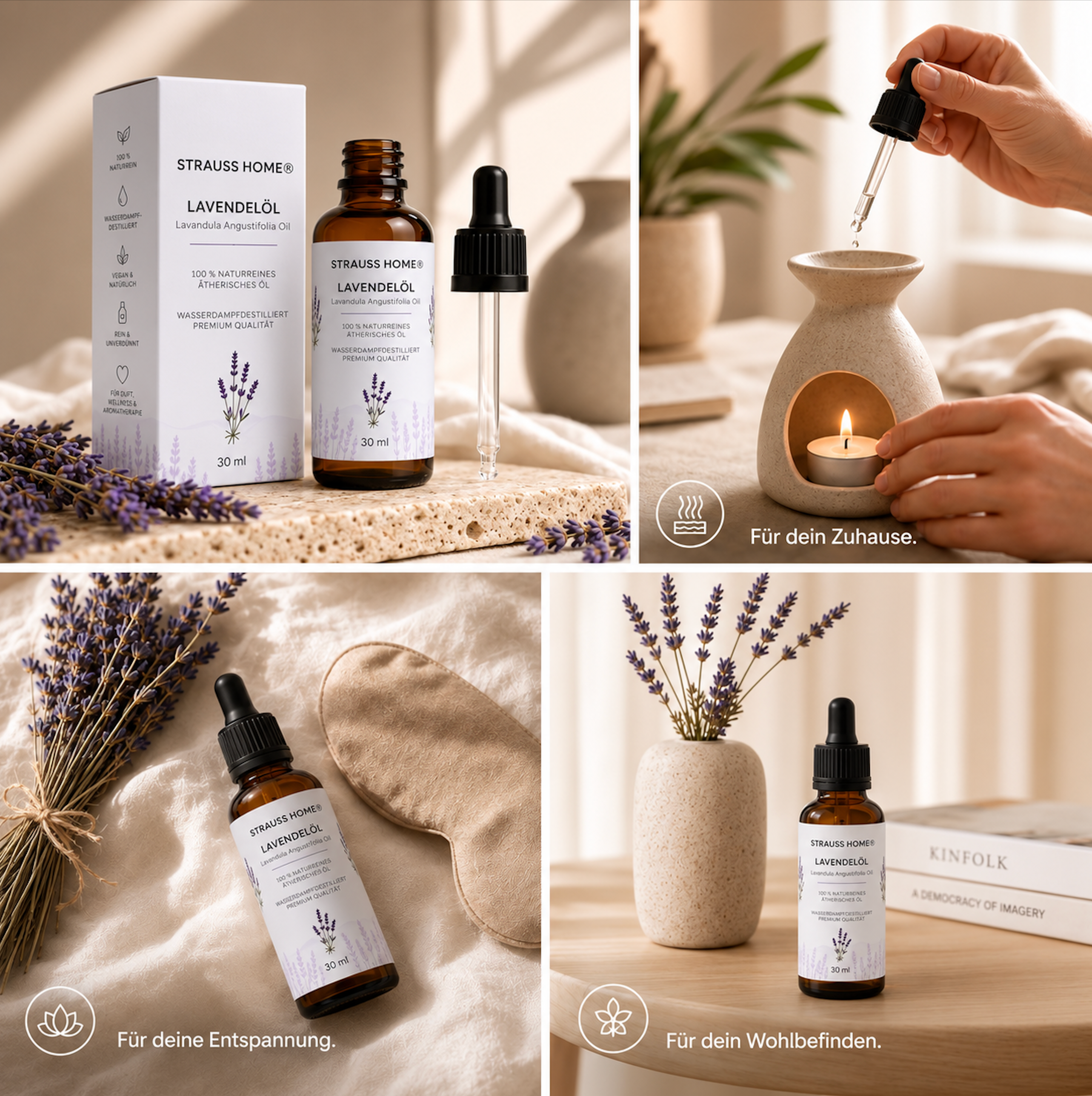 Lavendelöl 30ml – 100% naturreines ätherisches Öl – Lavandula Angustifolia – Lavendel Öl für Aromatherapie, Diffuser, Massage, Entspannung & Raumduft