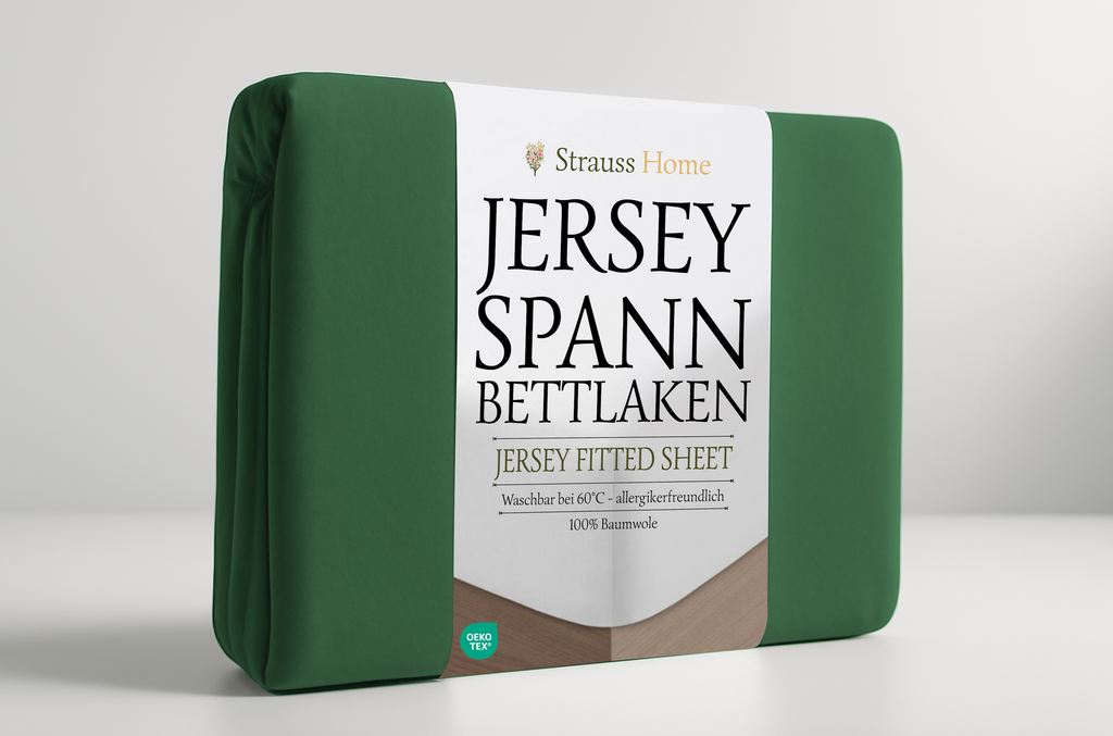 Jersey Spannbettlaken Grün – Khaki Baumwolle Strauss Home