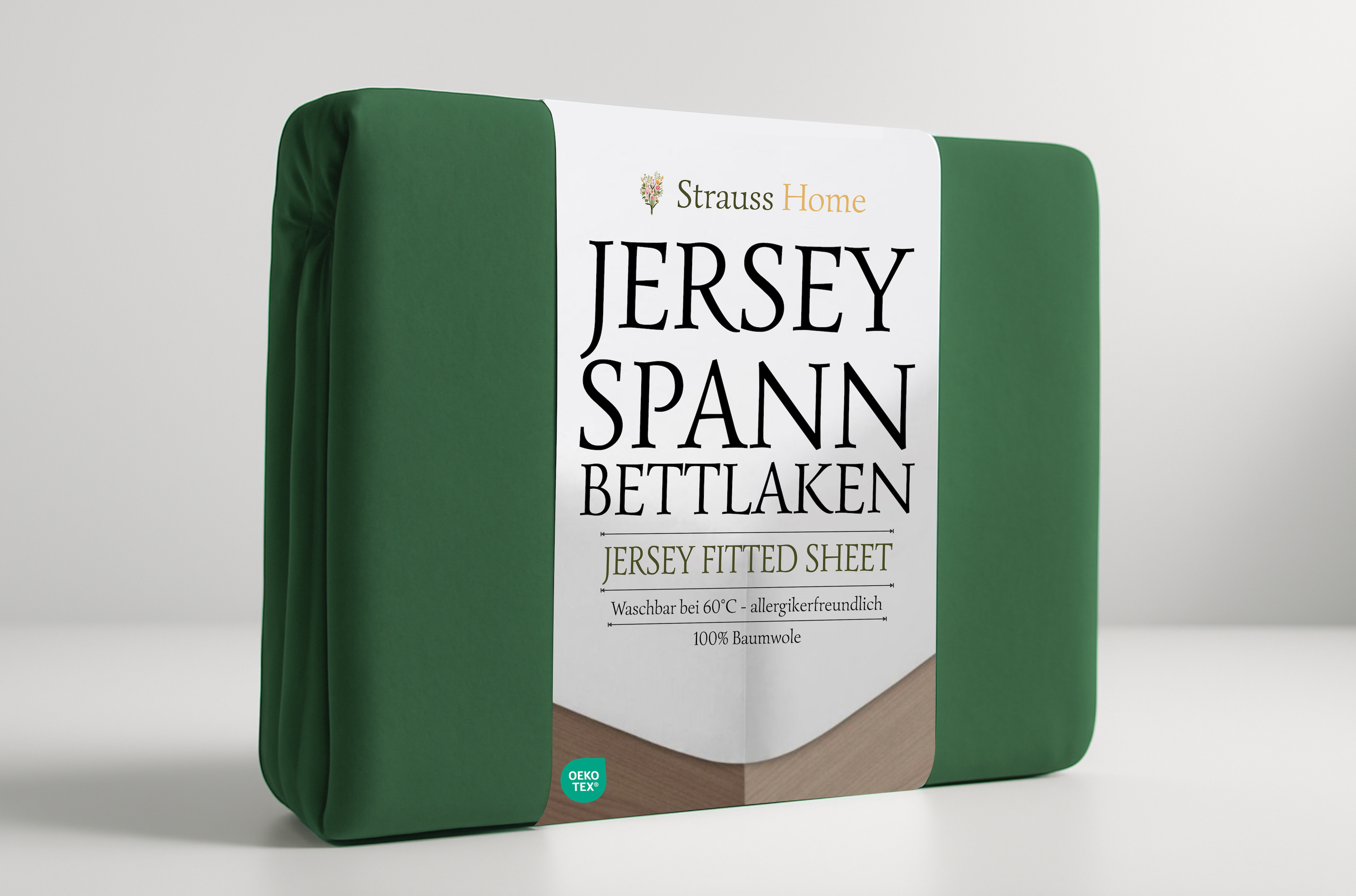Jersey Spannbettlaken Grün – Khaki Baumwolle Strauss Home