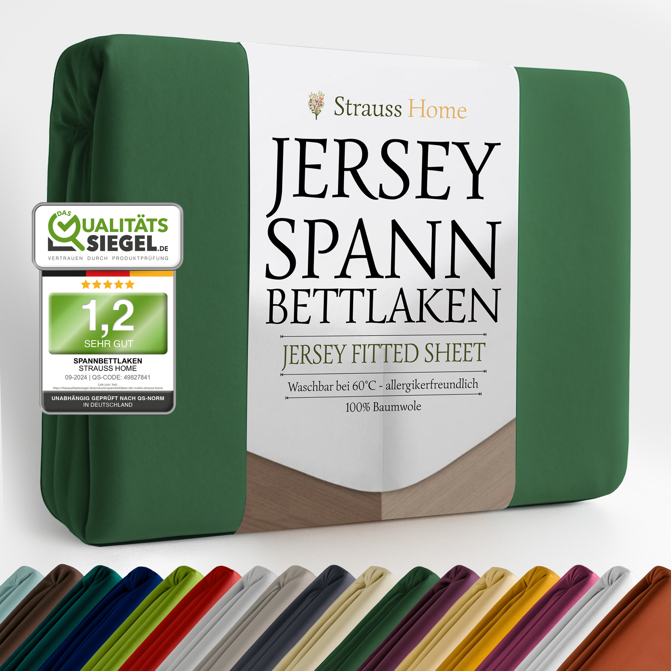 Jersey Spannbettlaken Grün – Khaki Strauss Home