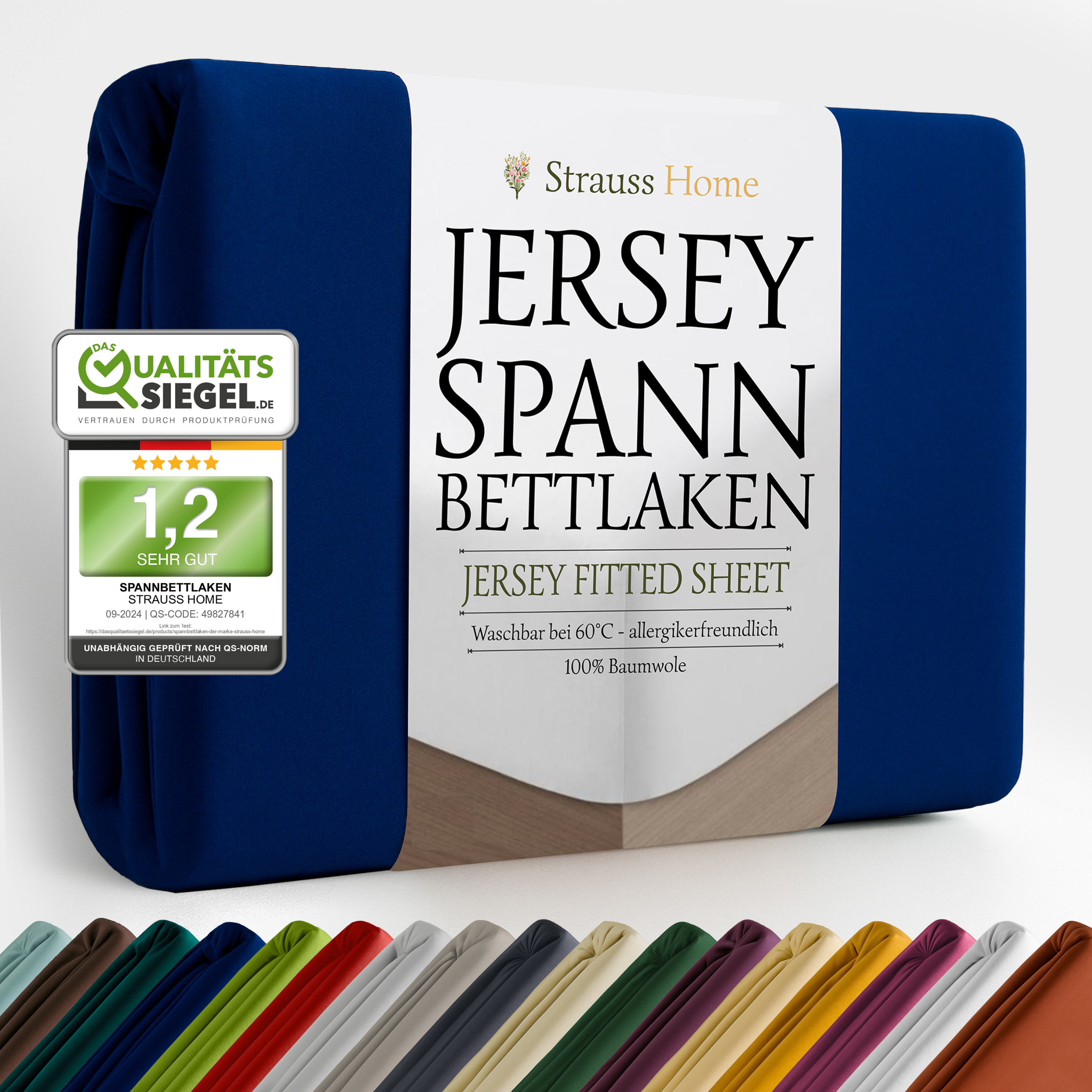 Jersey Spannbettlaken Navy – Marineblau Strauss Home