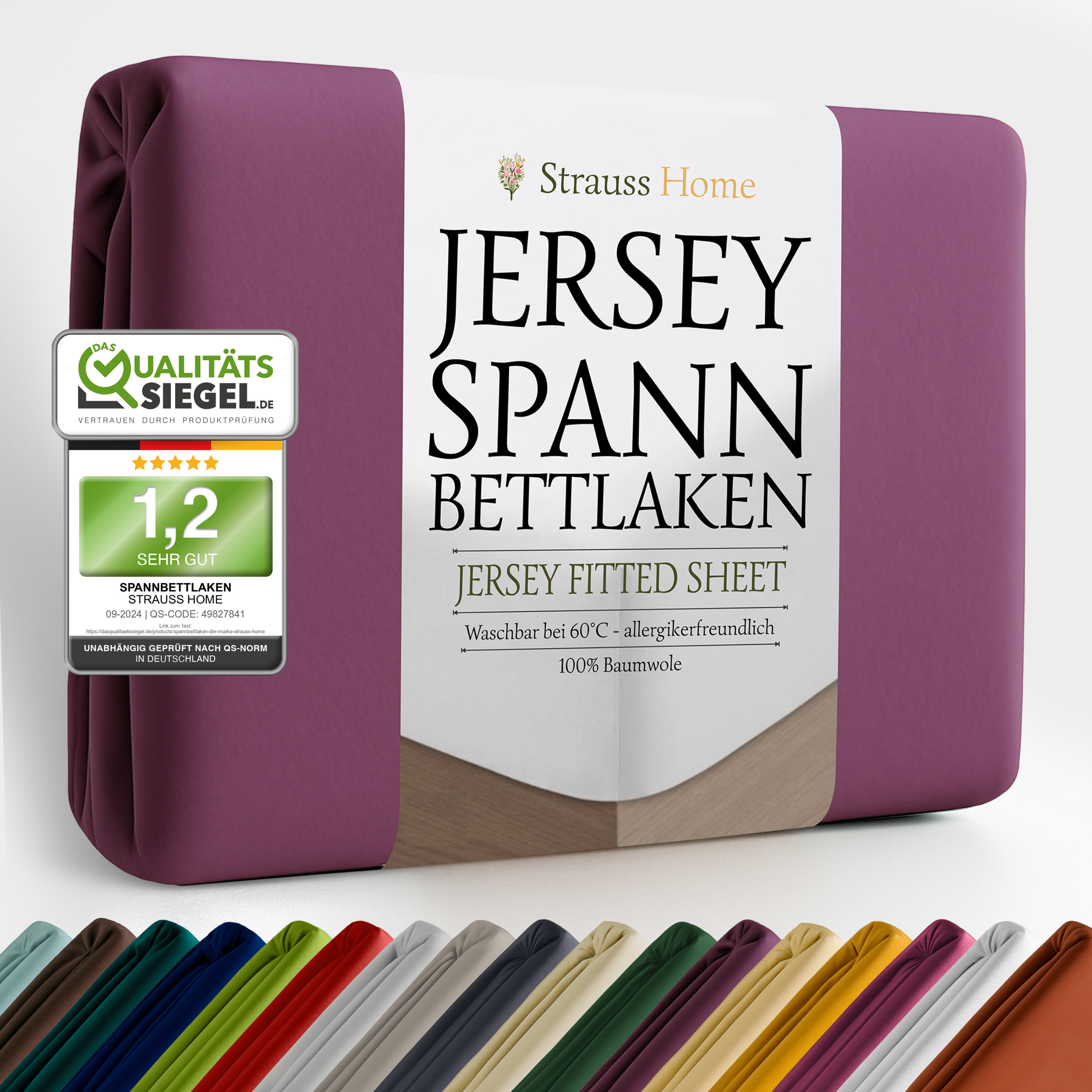 Jersey Spannbettlaken Pflaume – Lila Strauss Home