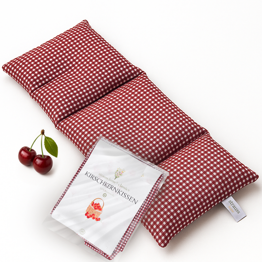 Kirschkernkissen Gross, Mikrowelle, Wärmekissen Nacken Schulter, Baumwollstoff 50x20cm mit Bezug