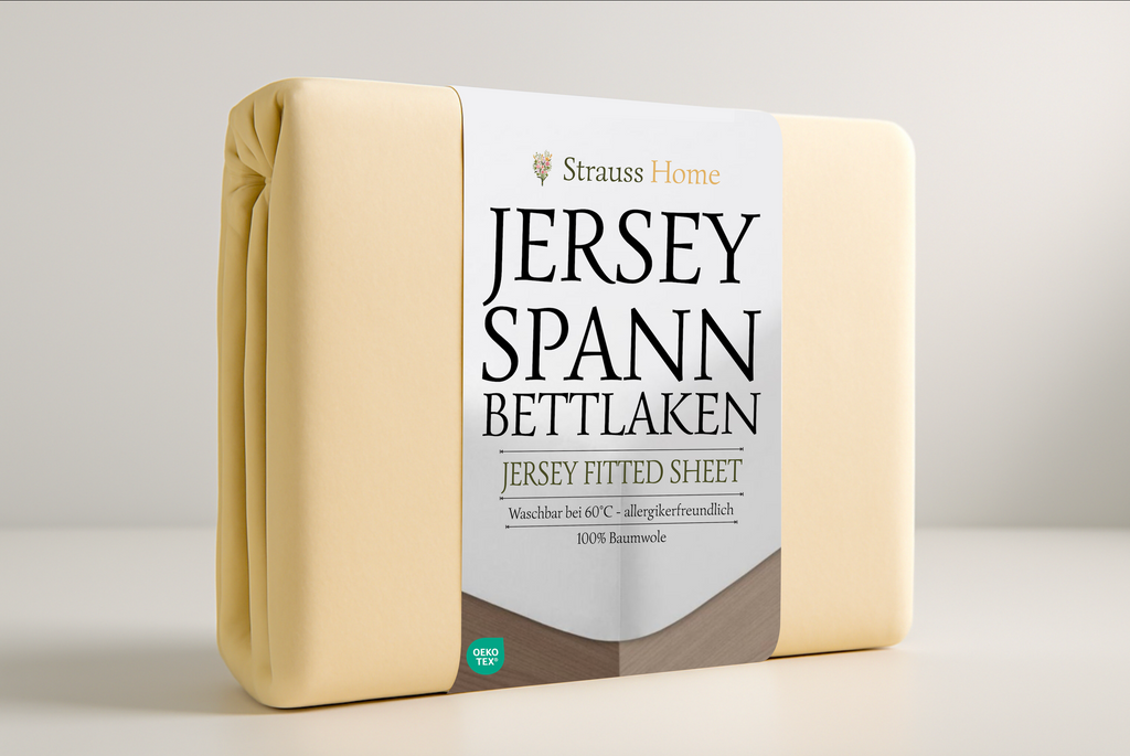 Jersey Spannbettlaken Sand – weiche Baumwolle Strauss Home