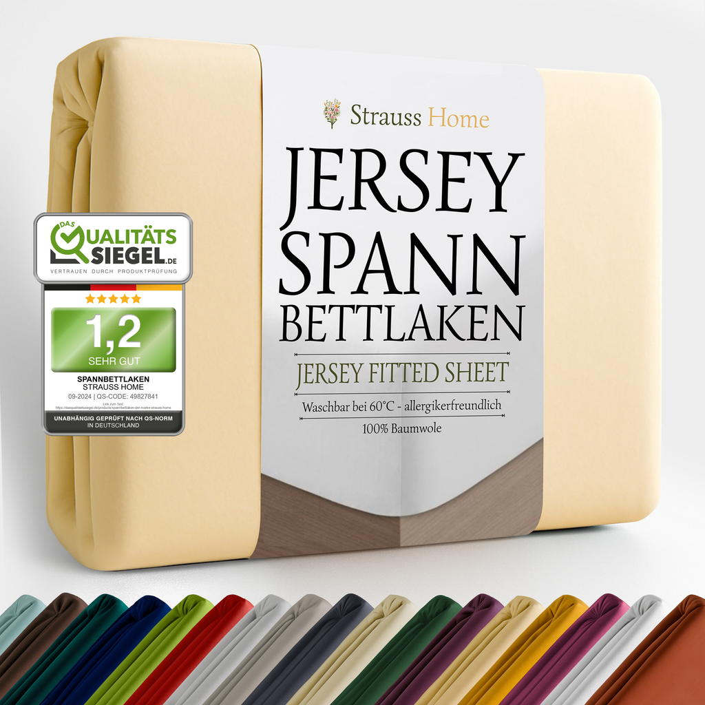 Jersey Spannbettlaken Sand – Baumwolle Strauss Home
