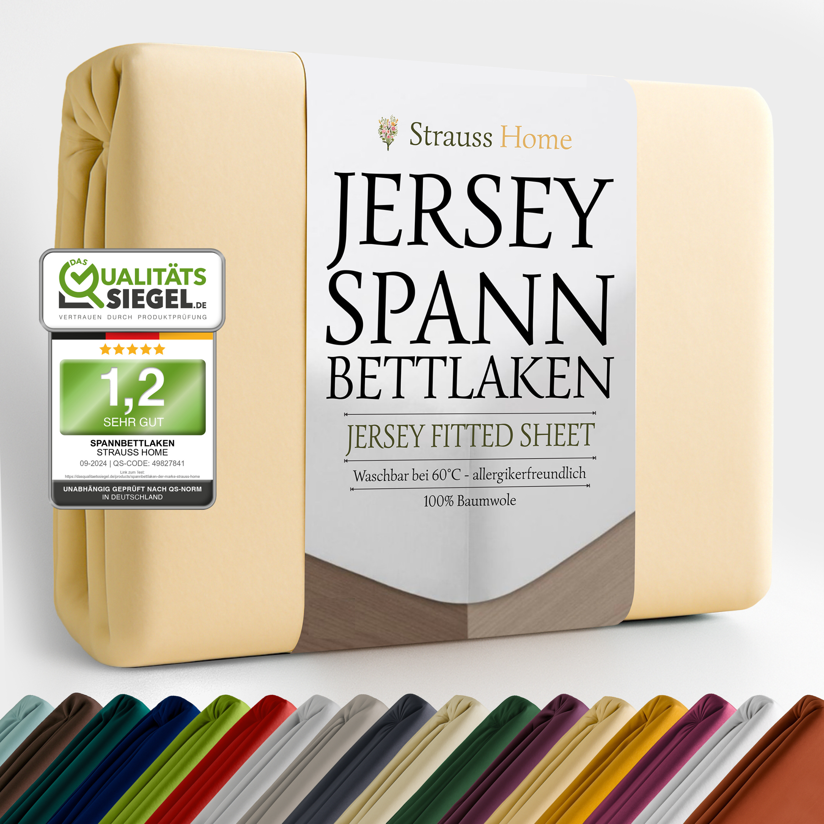 Jersey Spannbettlaken Sand – Baumwolle Strauss Home