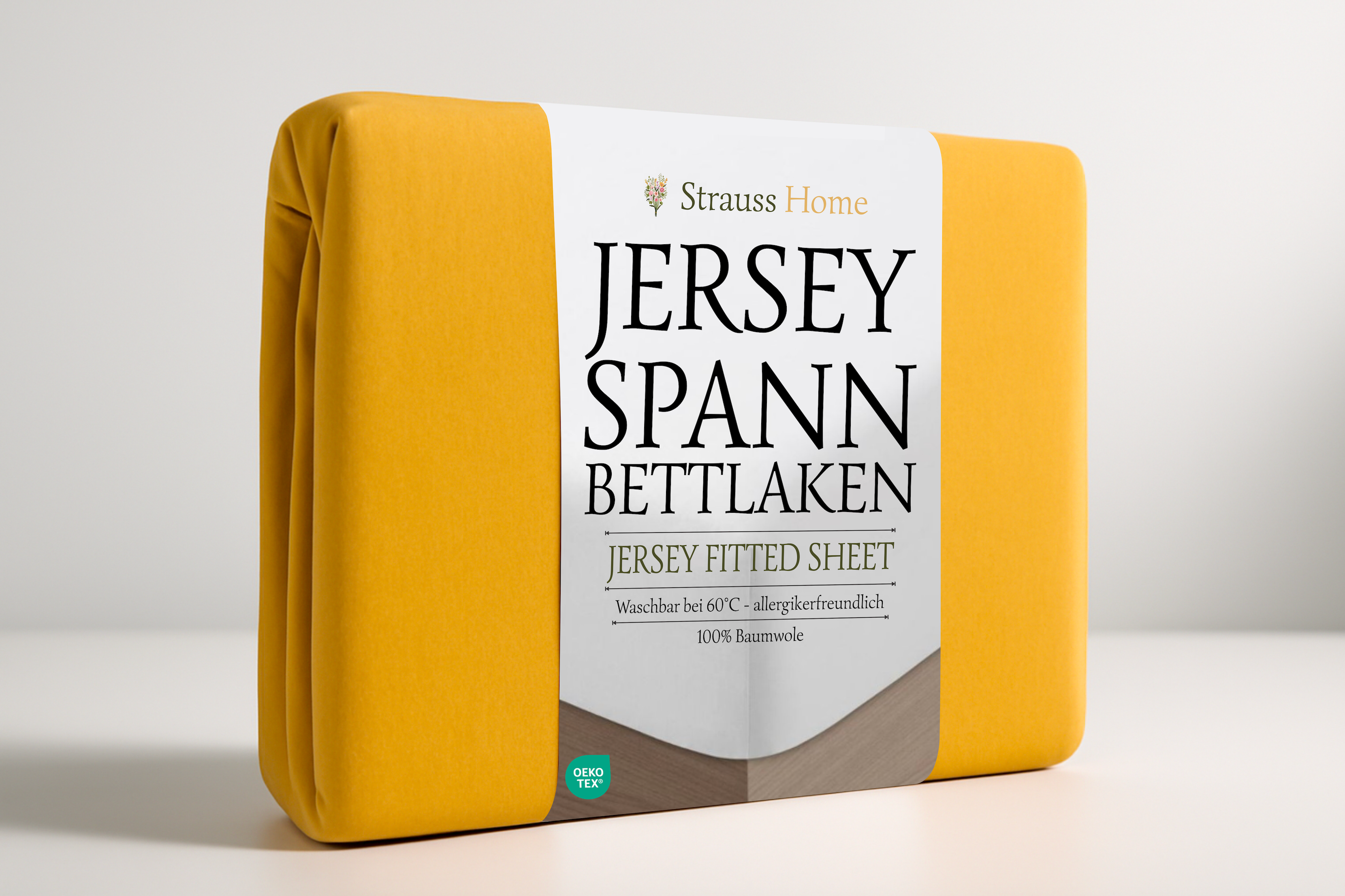 Jersey Spannbettlaken Senfgelb – warme Farbe Strauss Home