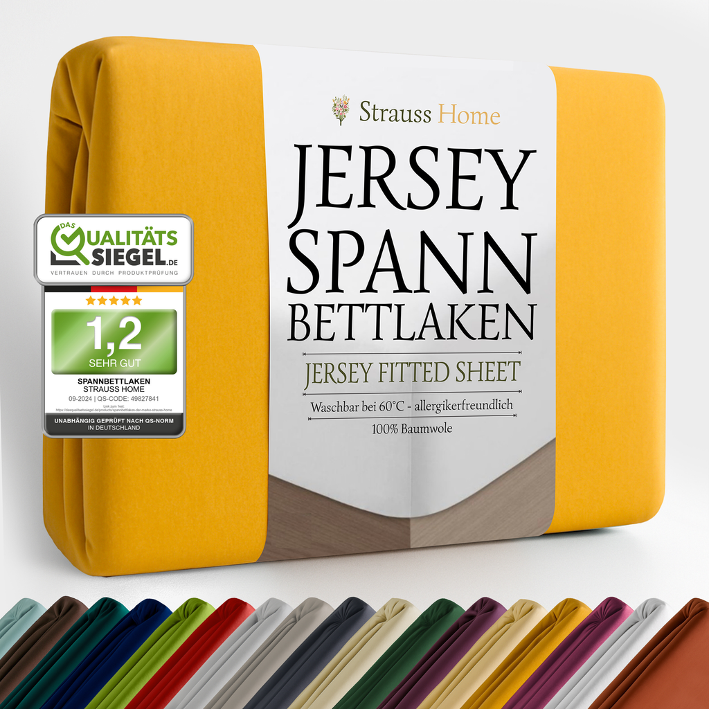 Jersey Spannbettlaken Senfgelb – warme Baumwolle