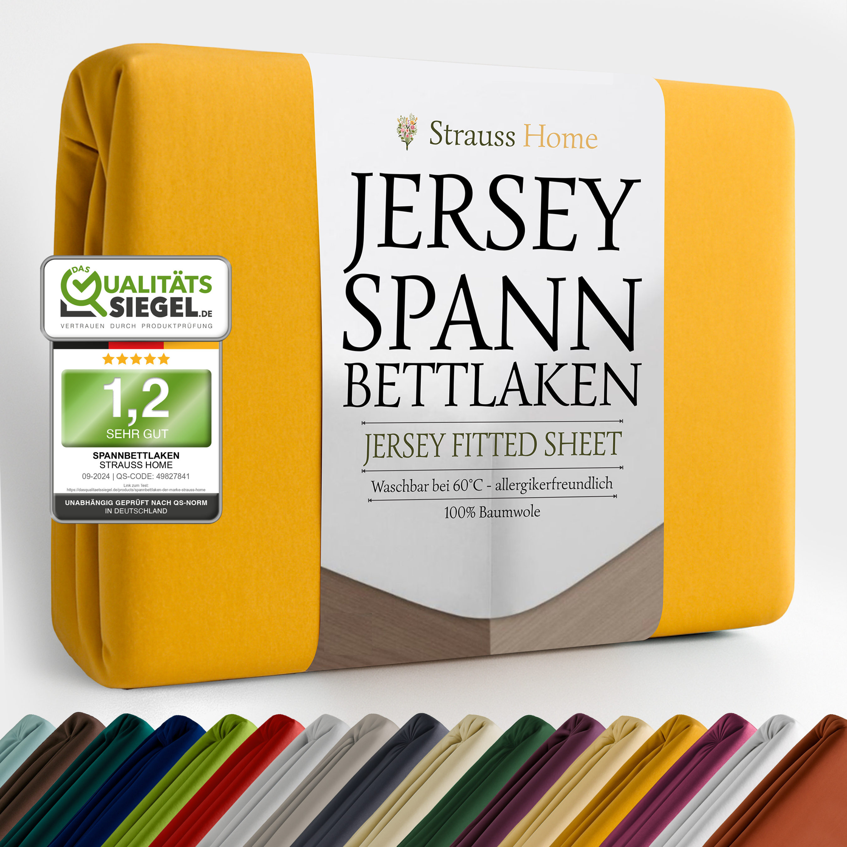 Jersey Spannbettlaken Senfgelb – warme Baumwolle